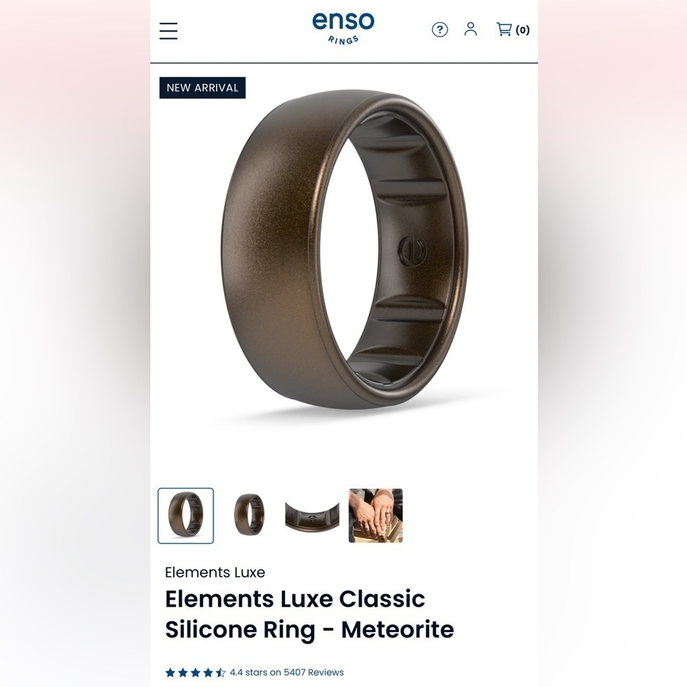 Men’s Enso Silicone Ring, Meteorite Bronze, Size 14